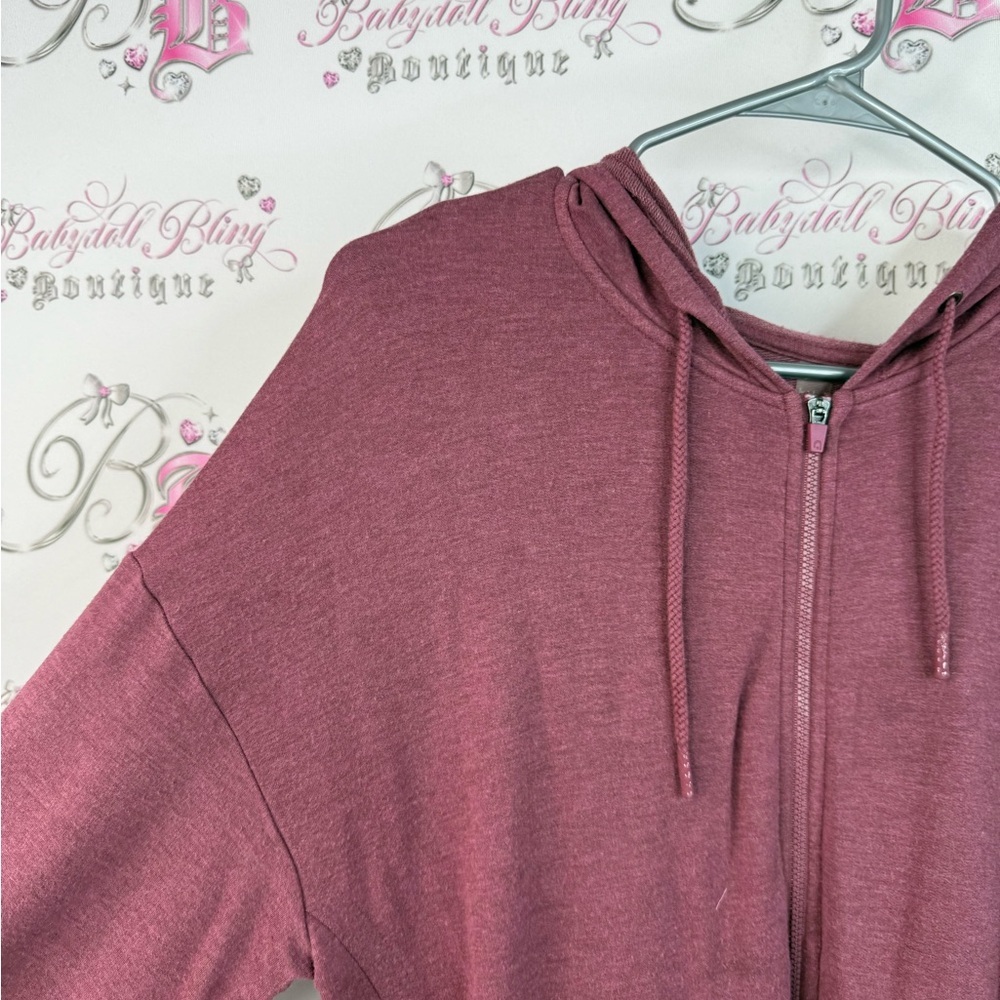 Hyba sweater zip up hoodie red wine Burgundy zipper soft cozy Sweater - Picture 9 of 16